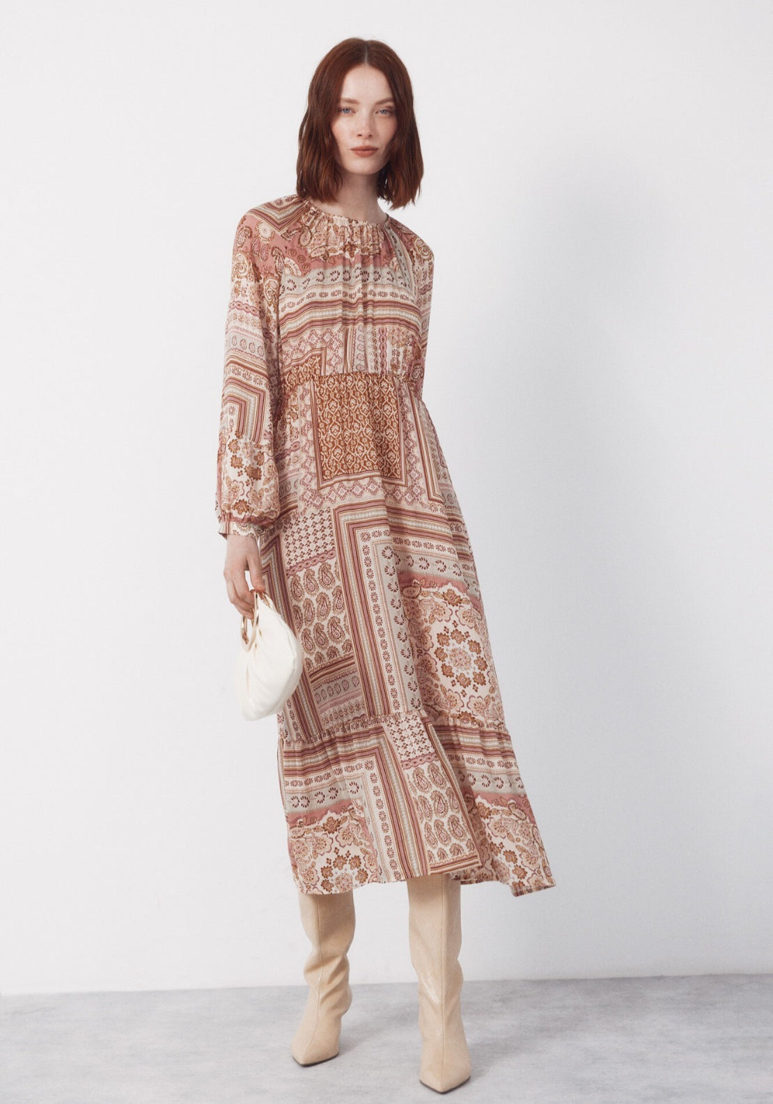 Cortefiel Printed Dress With Zip Fastening - Pink 1 Shaws Department Stores