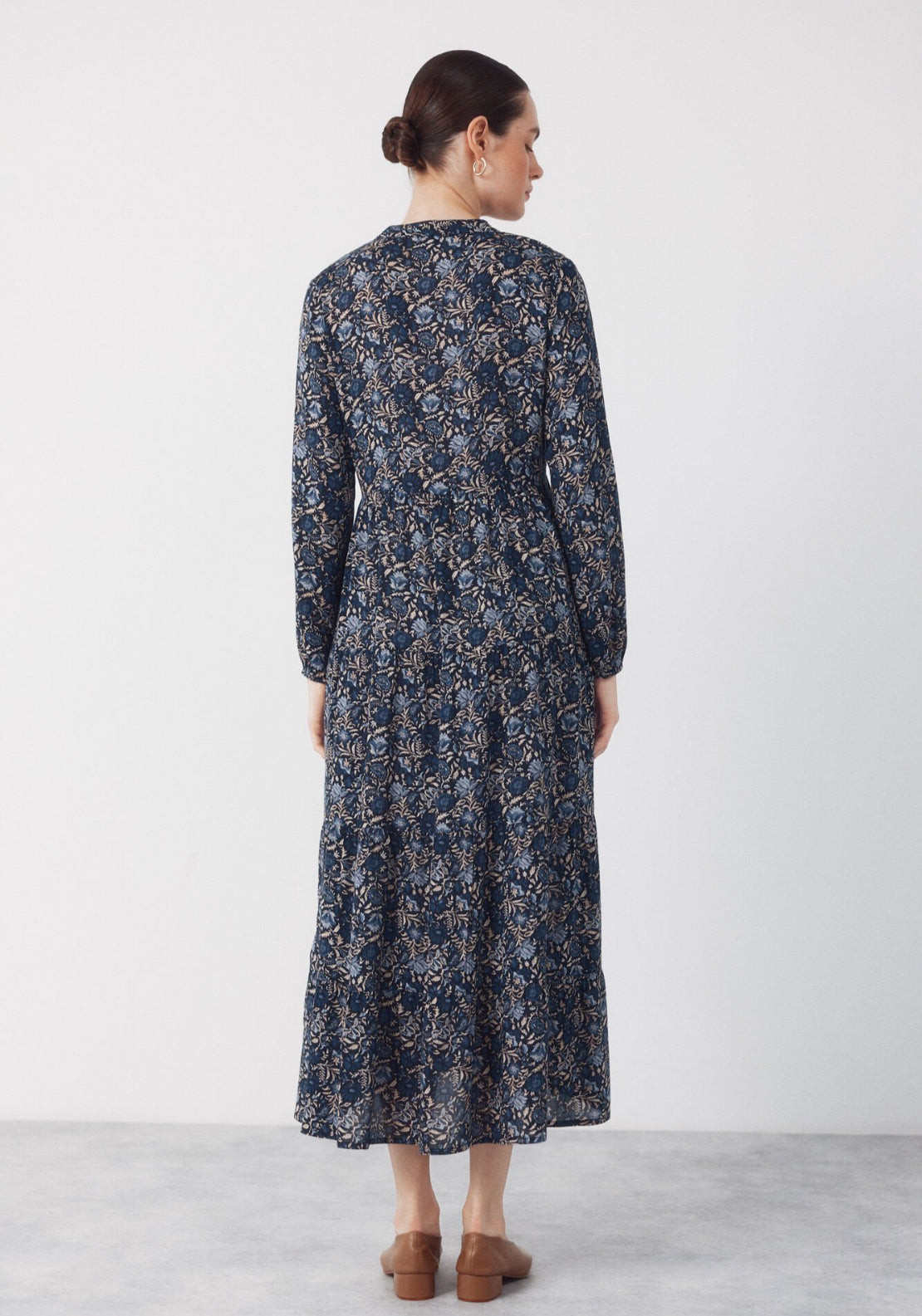 Cortefiel Fluid Embroidered Printed Dress - Blue 2 Shaws Department Stores