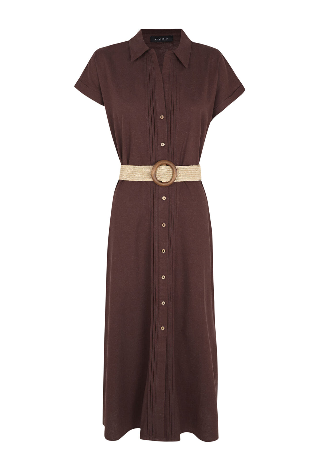 Linen Straight Trousers - Dark Brown