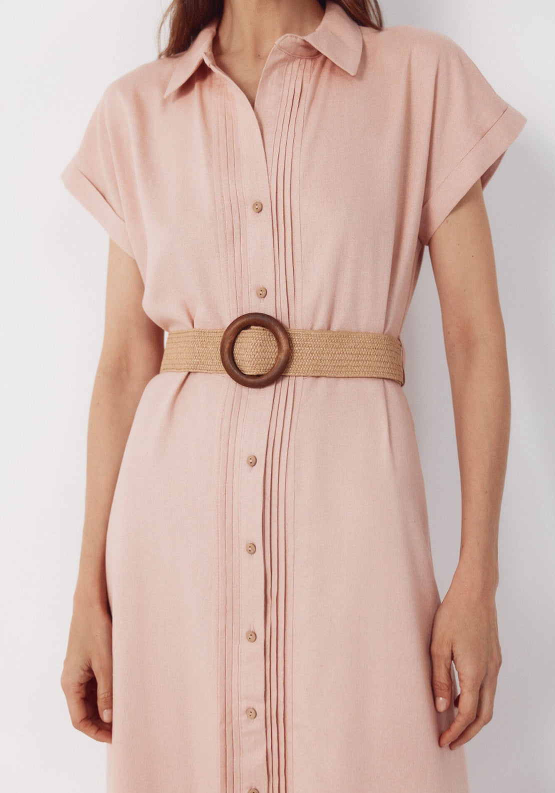 Linen Straight Trousers - Pink