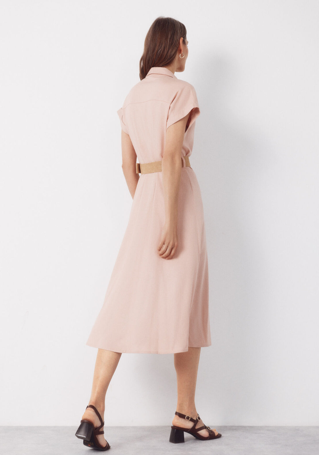 Linen Straight Trousers - Pink