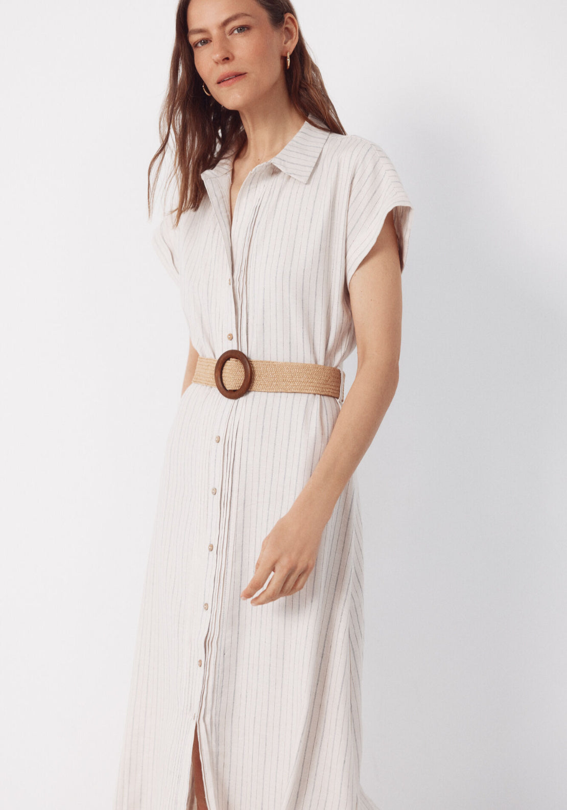Linen Straight Trousers - White Print