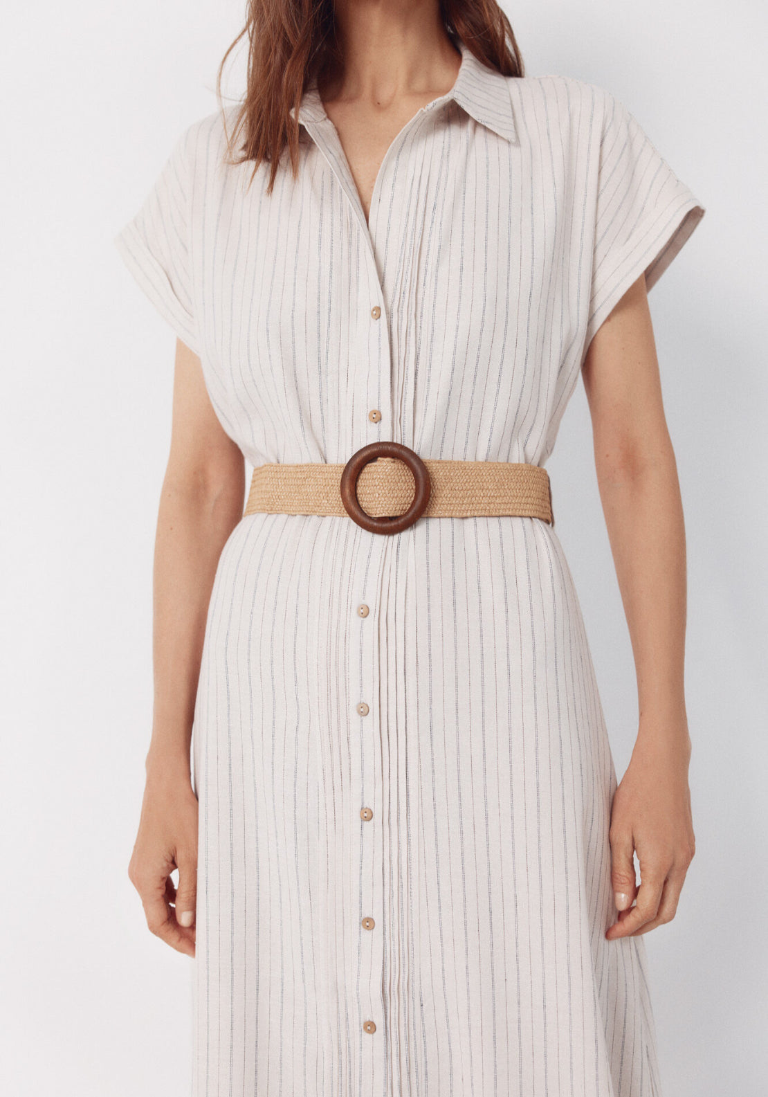 Linen Straight Trousers - White Print