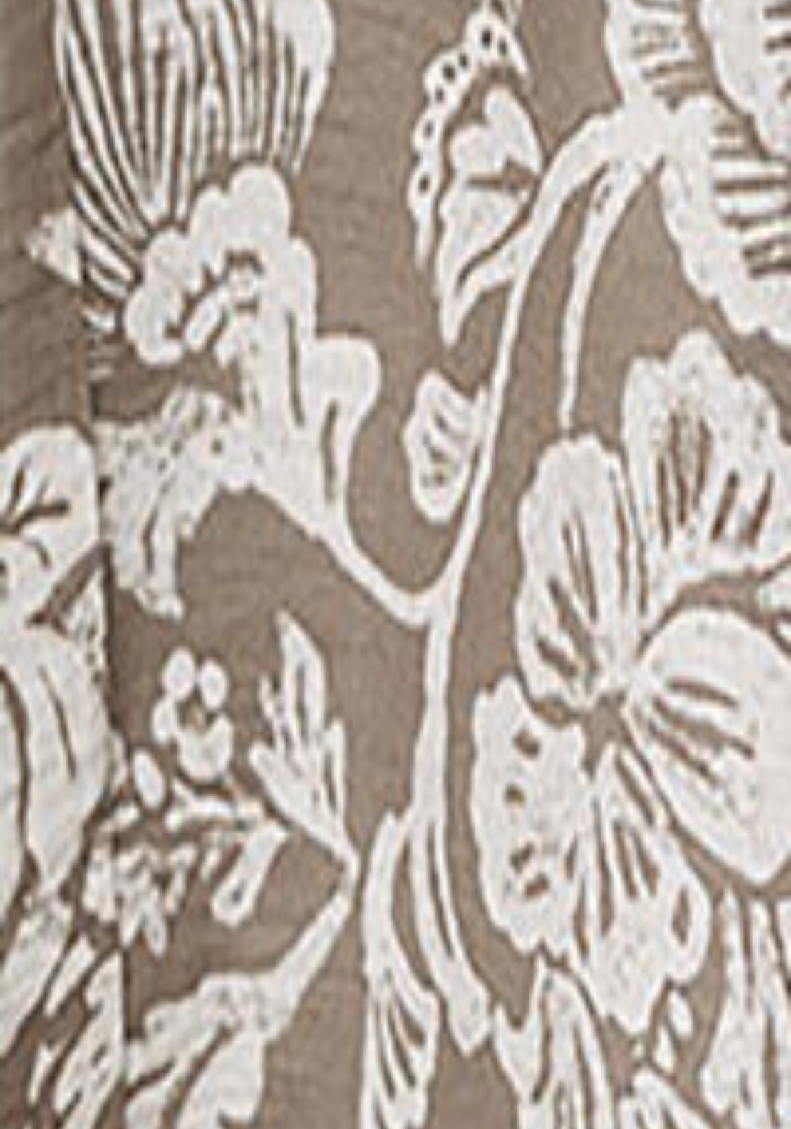 Fluid Embroidered Printed Dress - Dark Khaki