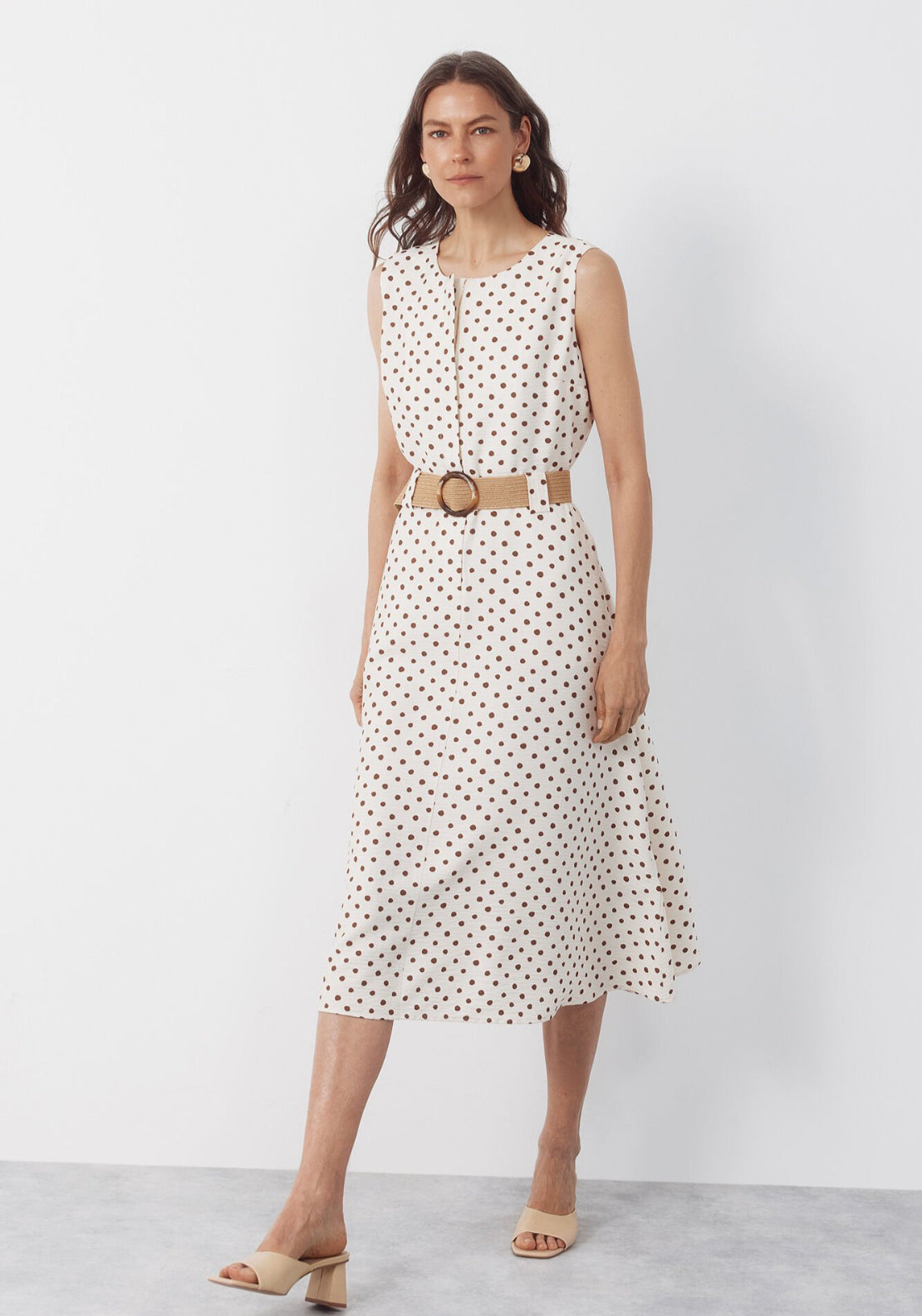 Cortefiel Fluid Embroidered Printed Dress - White 7 Shaws Department Stores
