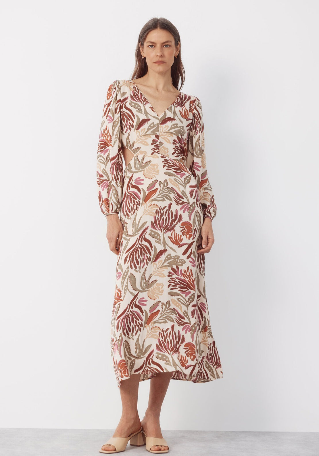 Side Split Printed Dress - Multicoloured