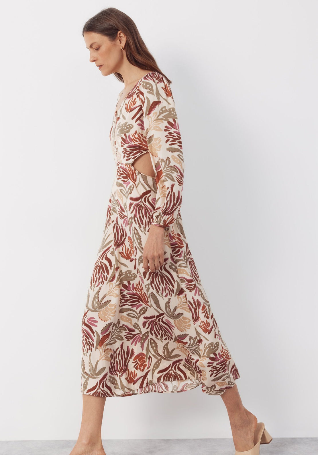 Side Split Printed Dress - Multicoloured