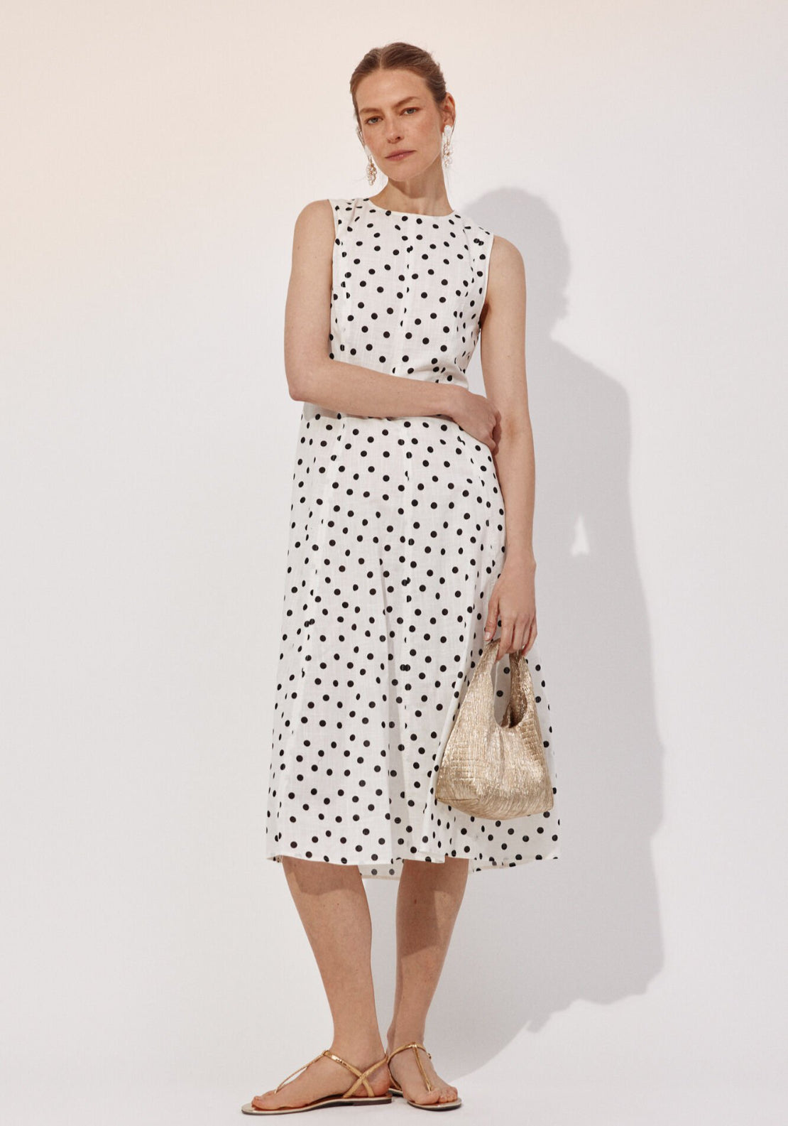 Cortefiel Print Dots Cotton Dress - Grey 1 Shaws Department Stores