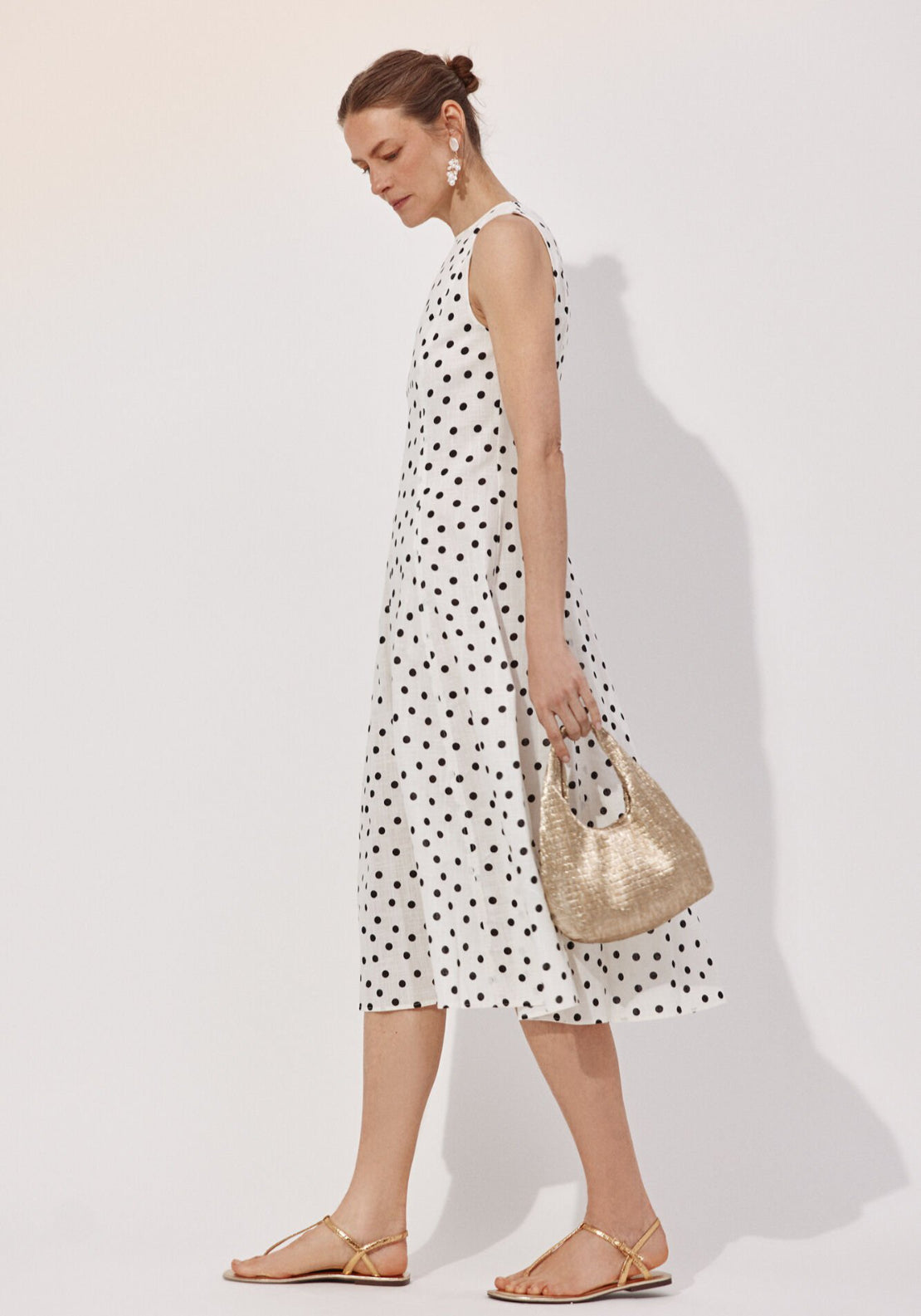 Cortefiel Print Dots Cotton Dress - Grey 3 Shaws Department Stores