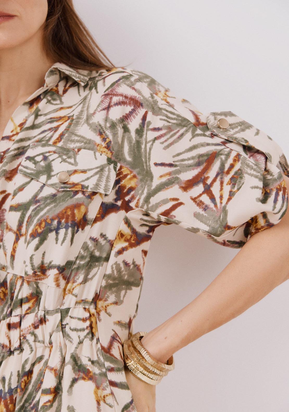 Cortefiel Midi Printed Dress - White Print 5 Shaws Department Stores