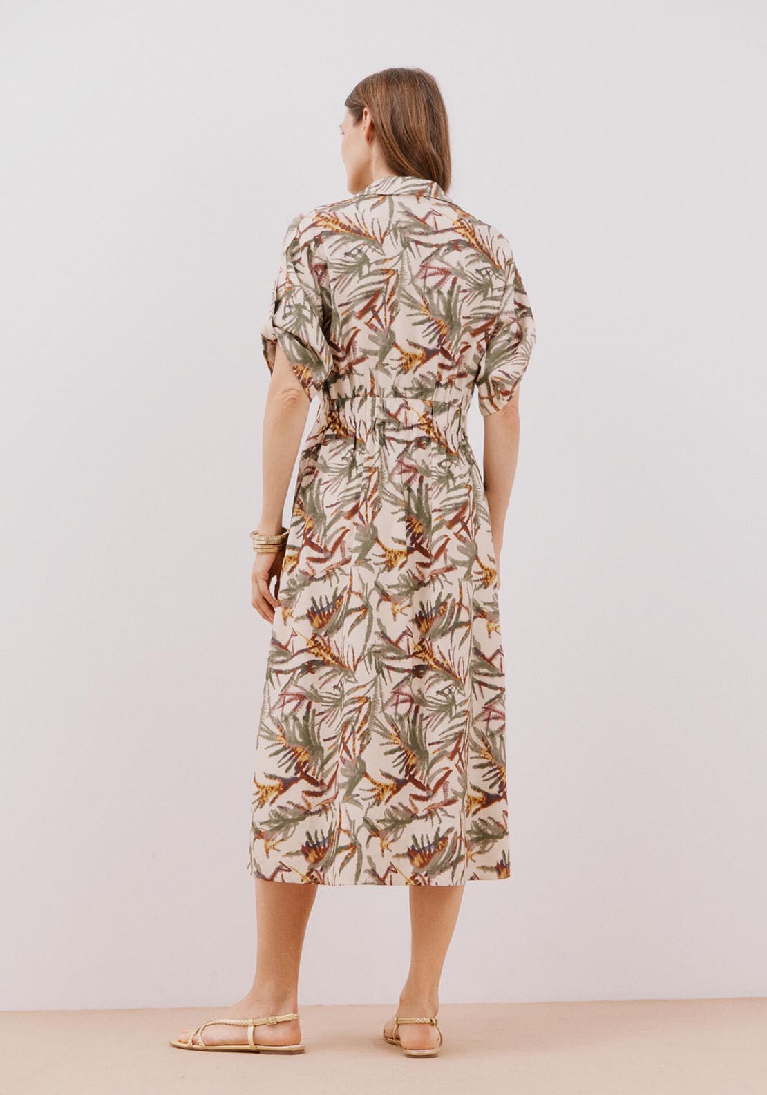 Cortefiel Midi Printed Dress - White Print 6 Shaws Department Stores