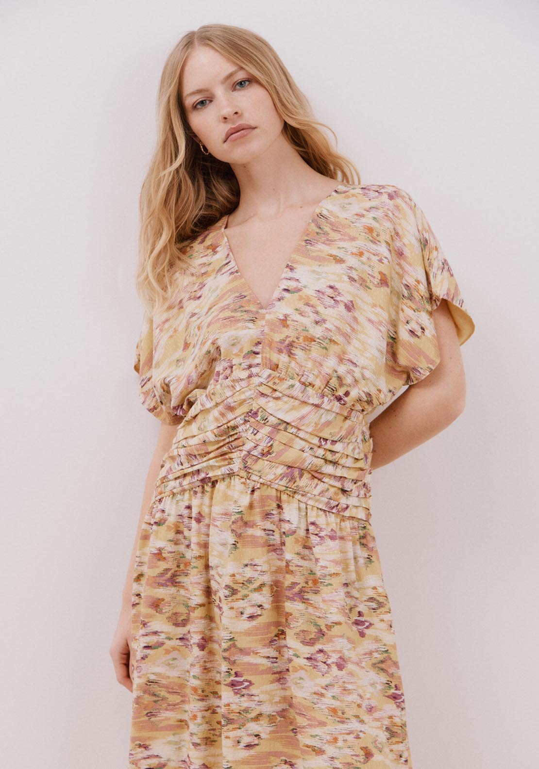 Cortefiel Draped Midi Dress - Multicoloured 5 Shaws Department Stores