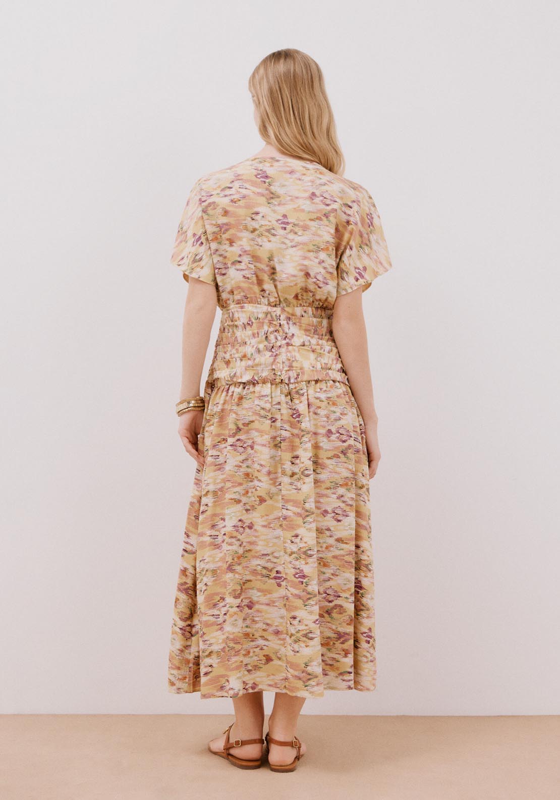 Cortefiel Draped Midi Dress - Multicoloured 7 Shaws Department Stores