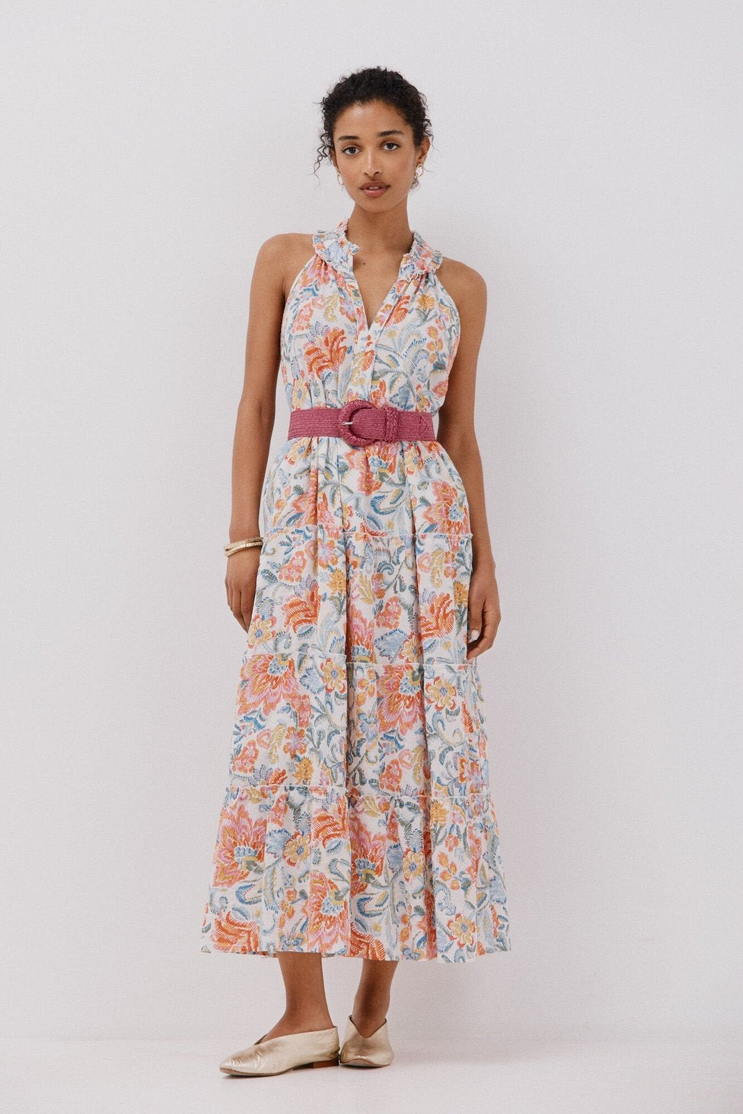 Cortefiel Long Sleeve Dress - Multicoloured 1 Shaws Department Stores