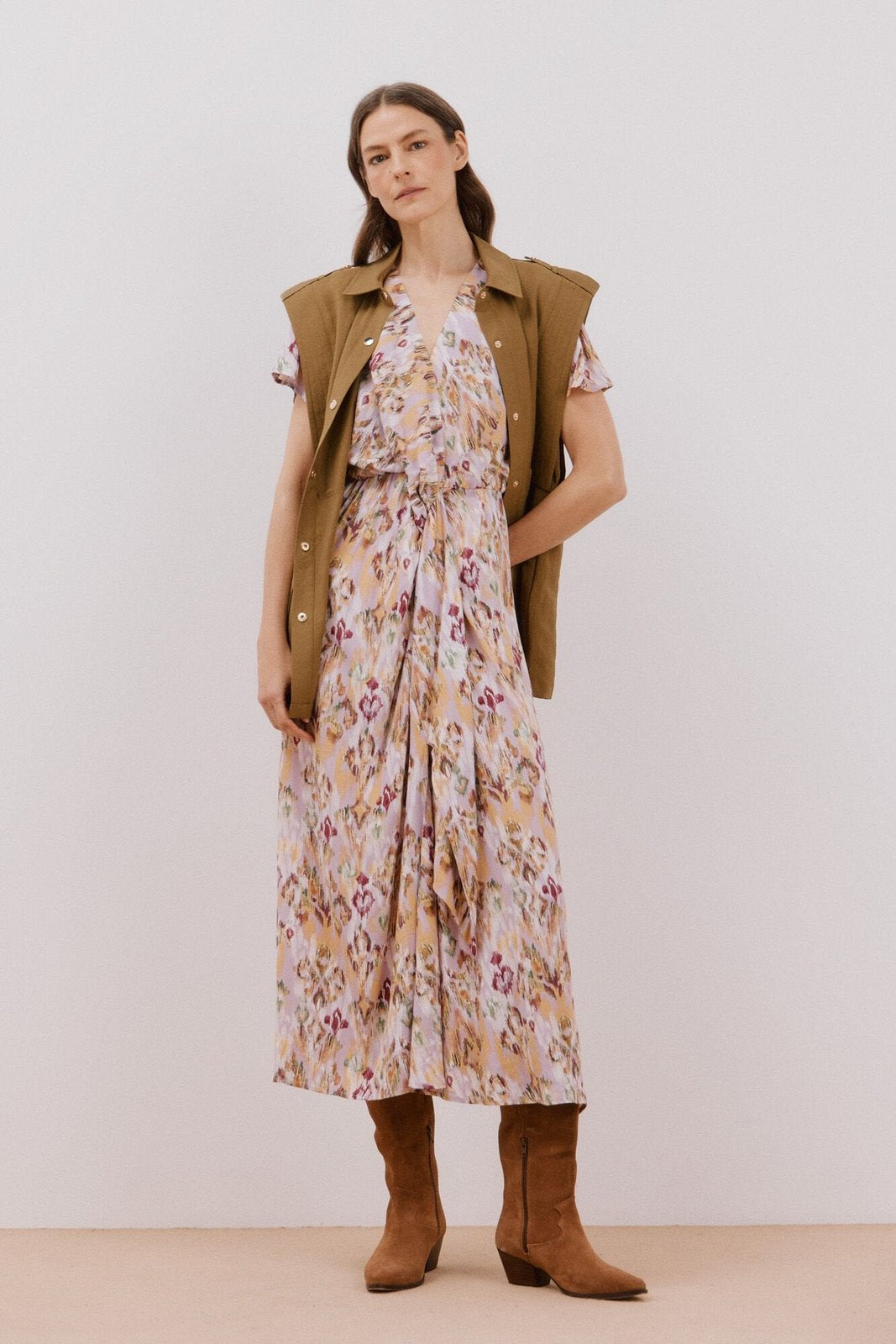Cortefiel Long Sleeve Dress - Multicoloured 1 Shaws Department Stores
