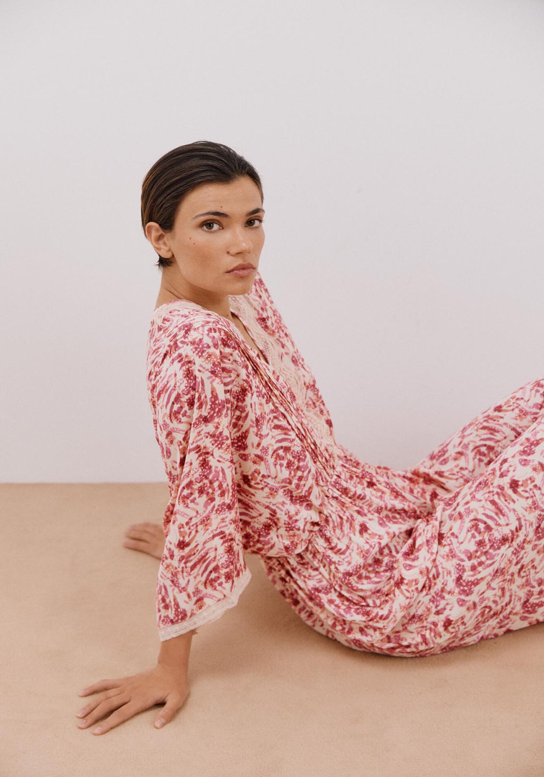 Cortefiel Long Printed Dress - Multicoloured 6 Shaws Department Stores