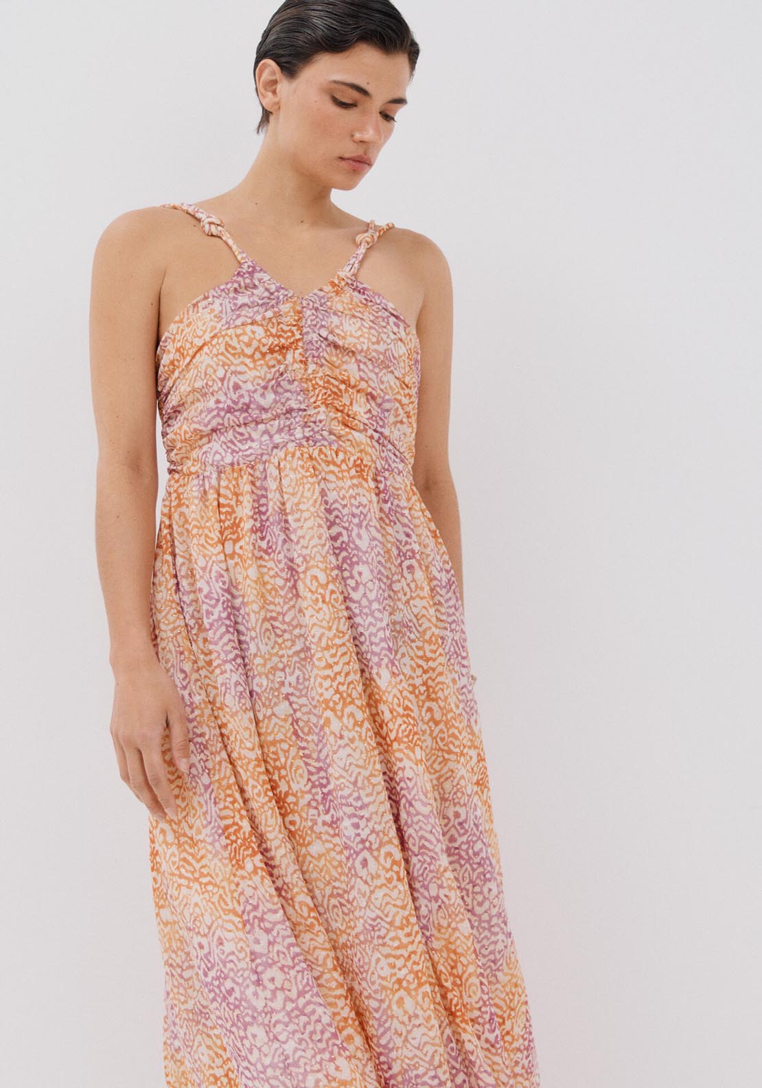 Cortefiel Strappy Long Printed Dress - Multicoloured 4 Shaws Department Stores