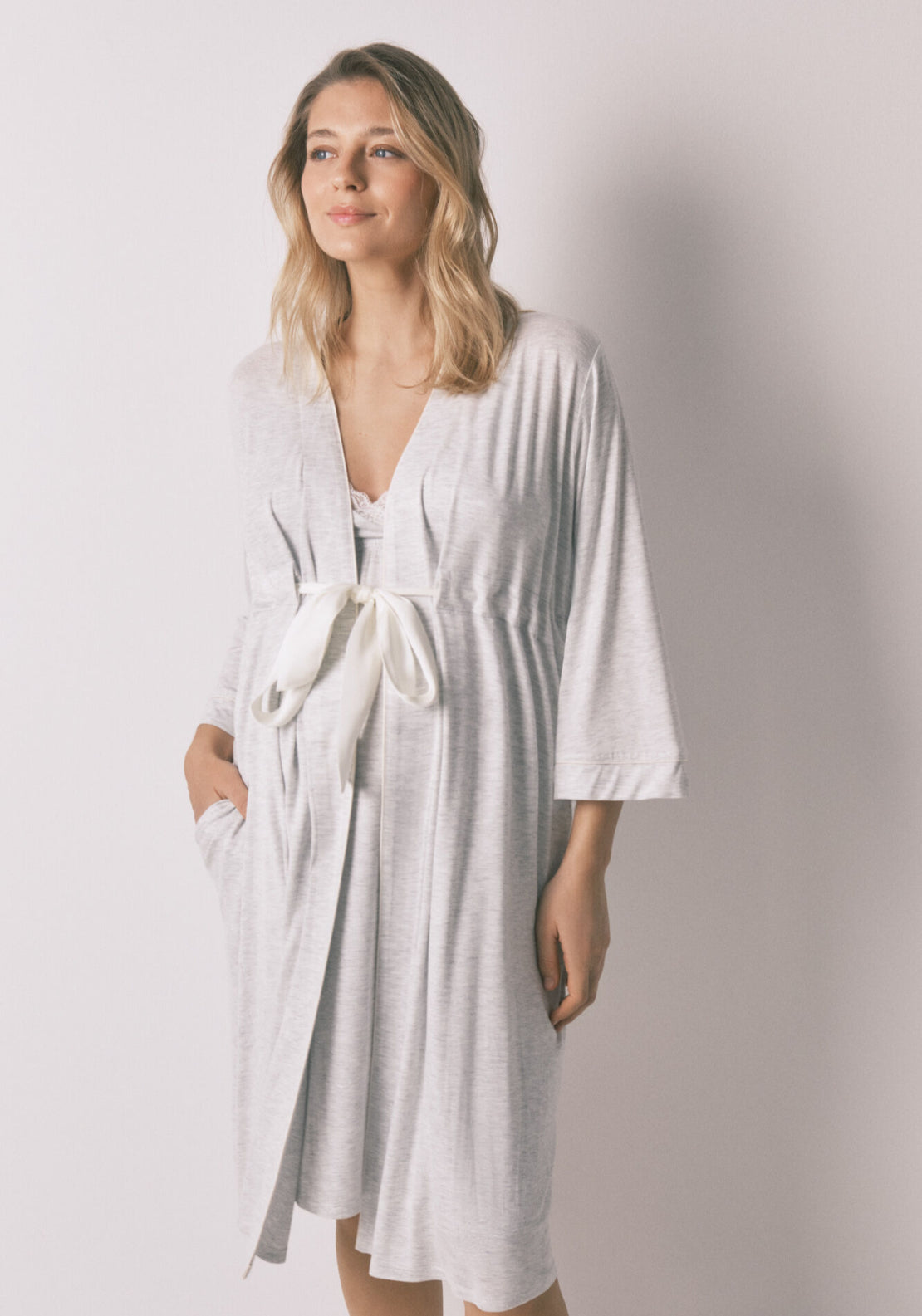 Maternity Belted Robe - Grey