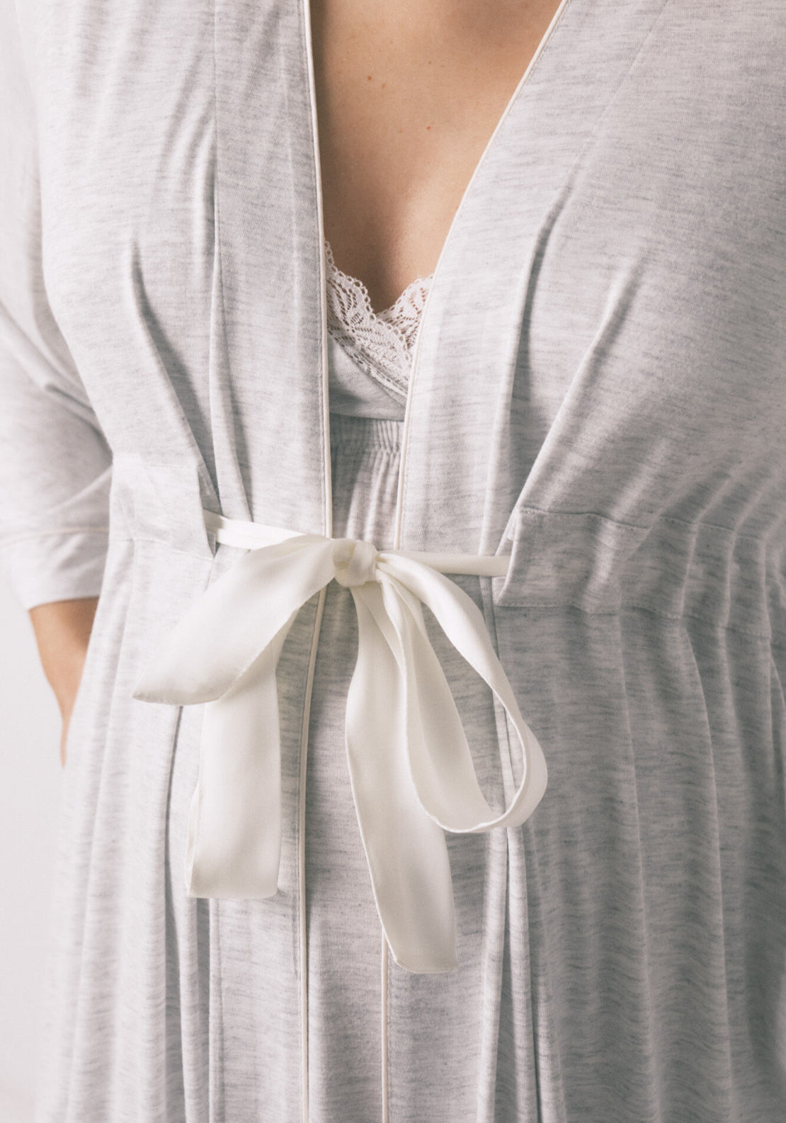 Maternity Belted Robe - Grey