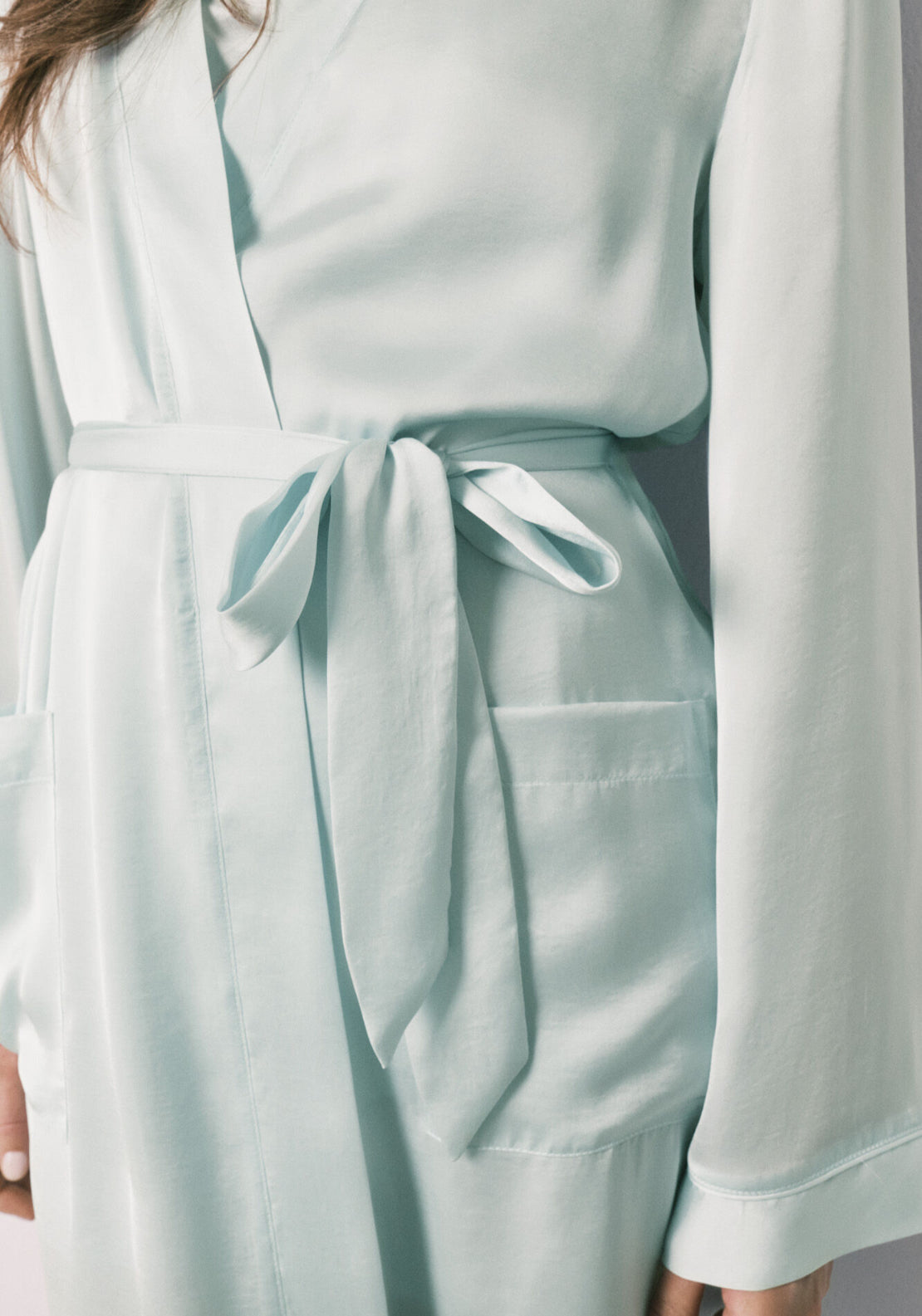 Satin Midi Robe - Green