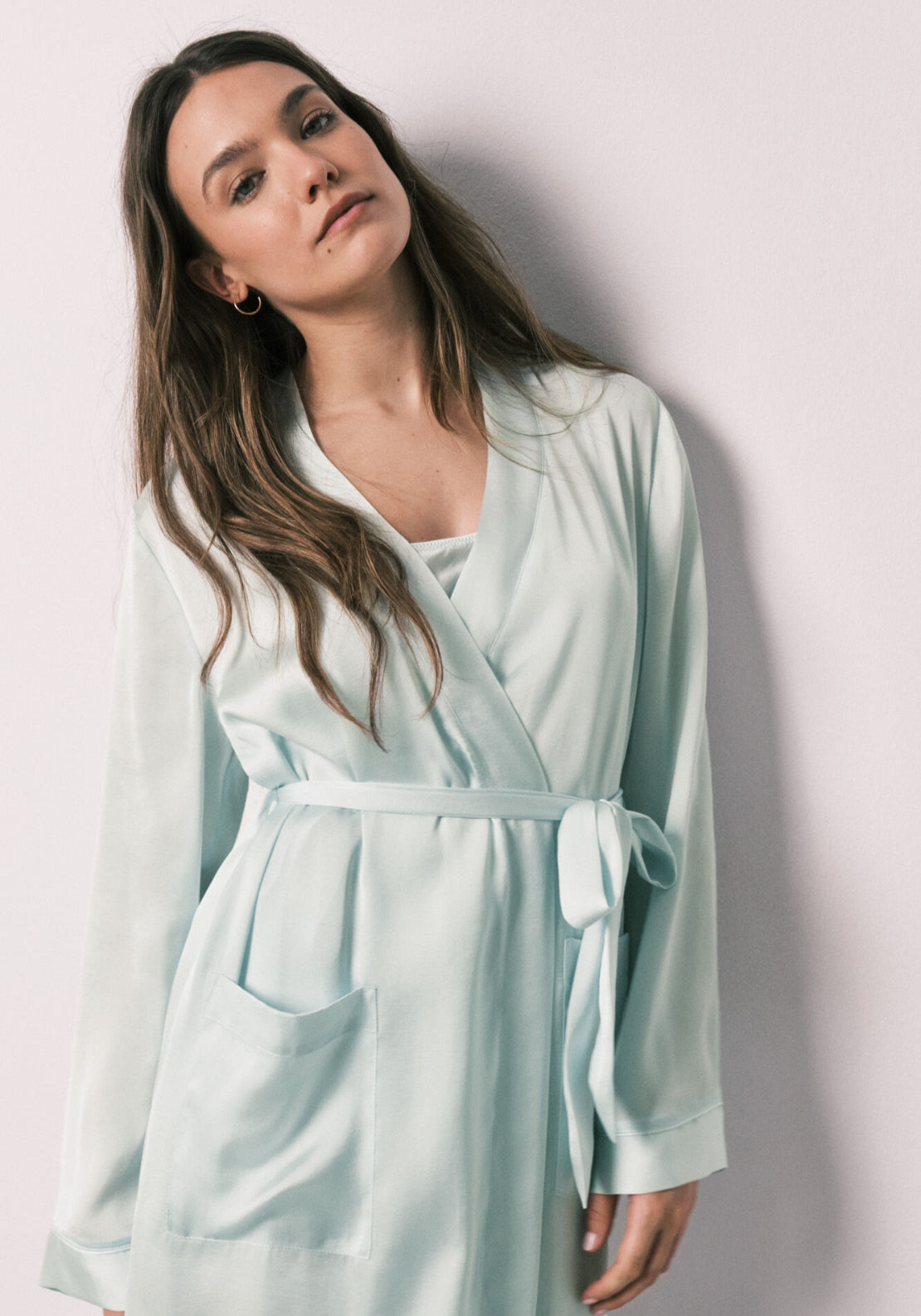 Satin Midi Robe - Green