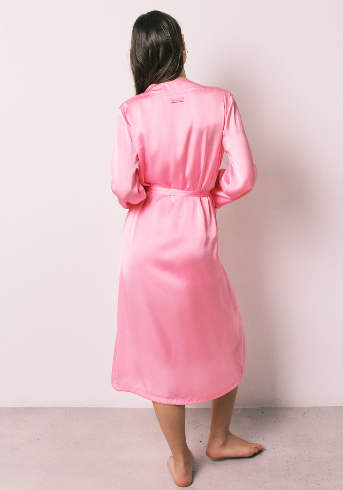 Satin Midi Robe - Pink