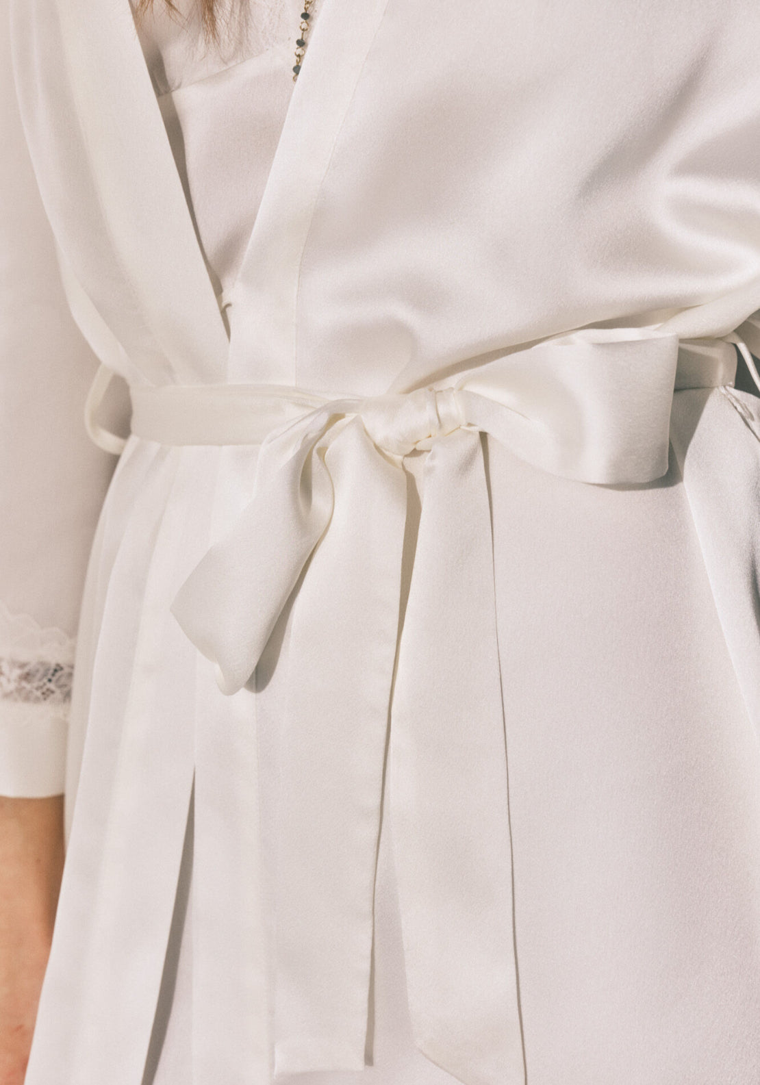 Satin Long Robe - Ivory