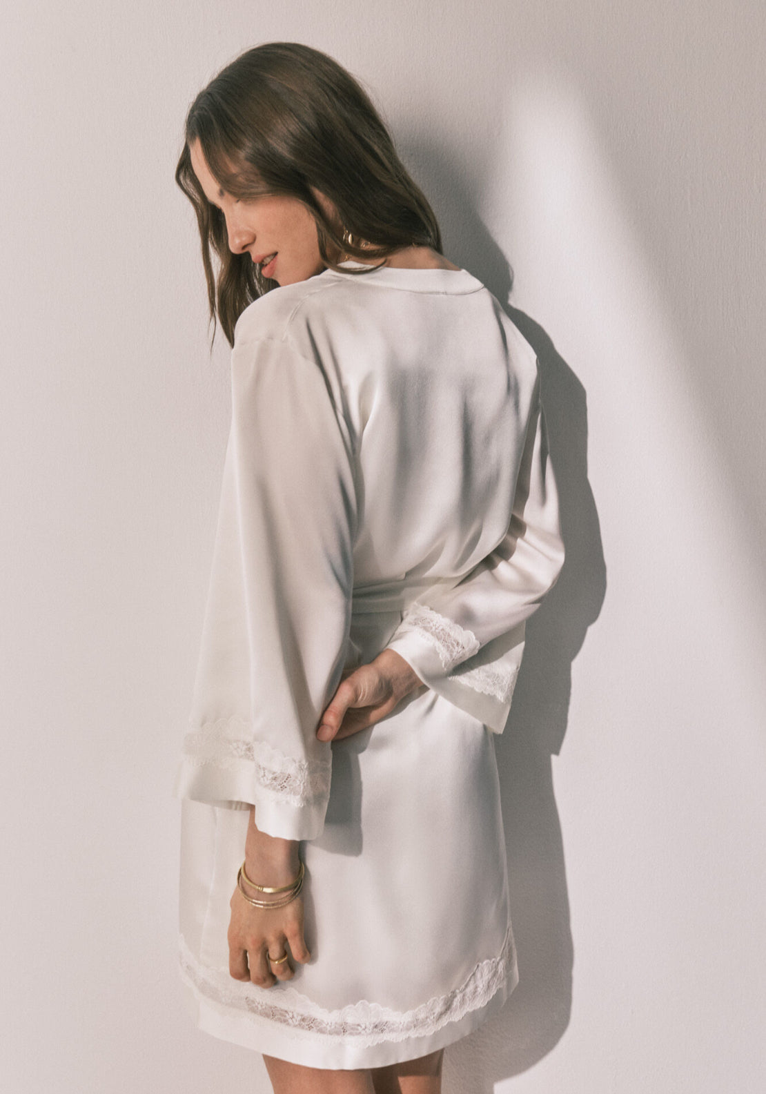 Satin Long Robe - Ivory