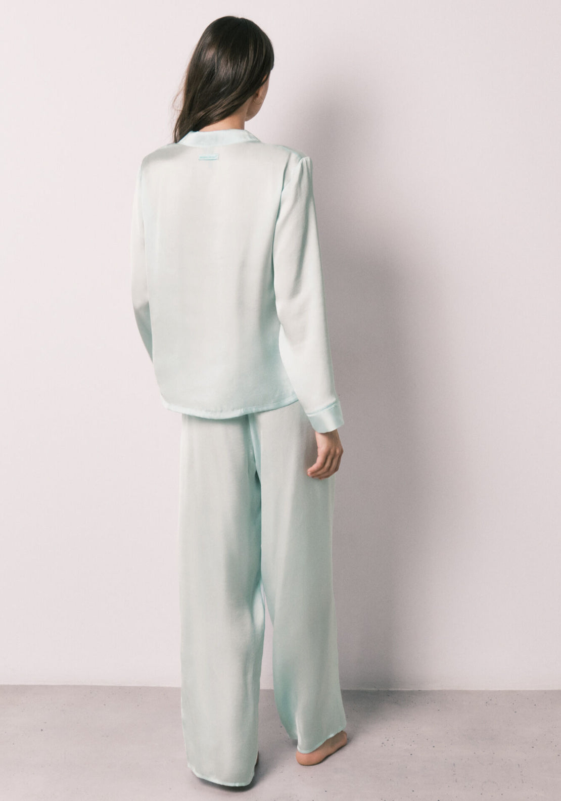 Satin Classic Long Pyjamas - Green