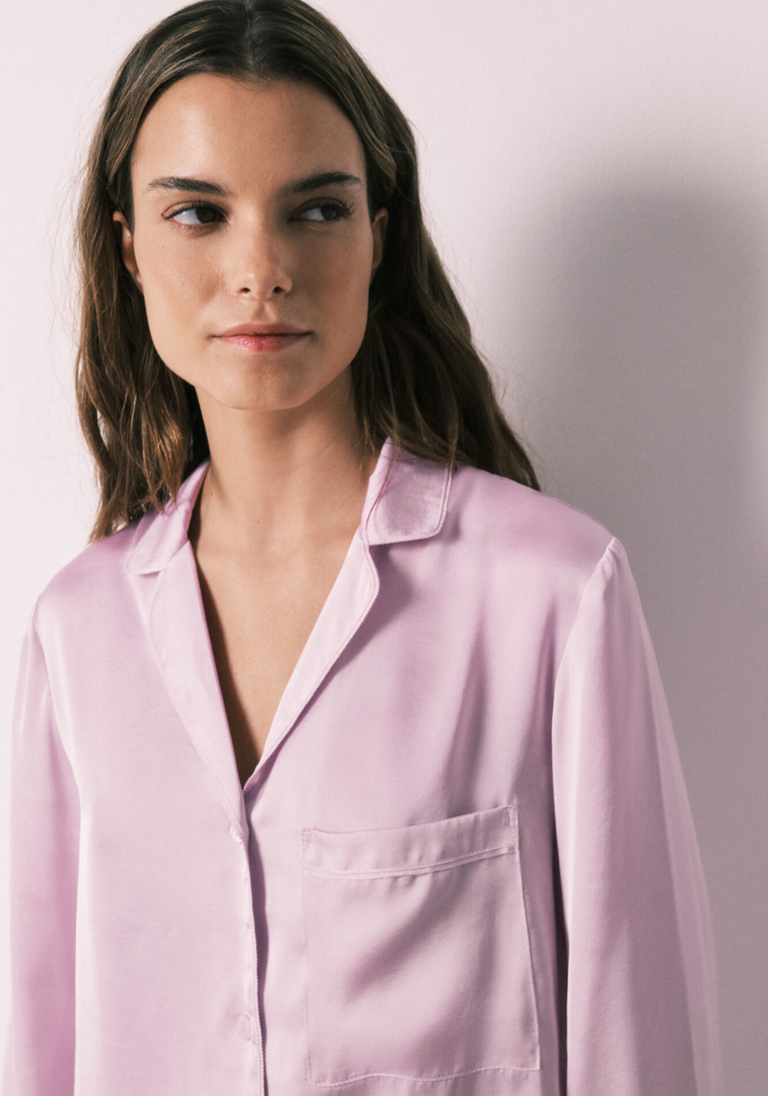 Satin Long Classic Pyjamas - Purple