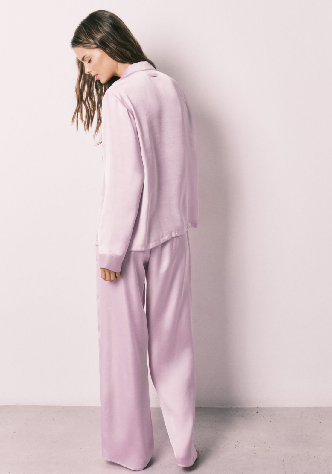 Satin Long Classic Pyjamas - Purple