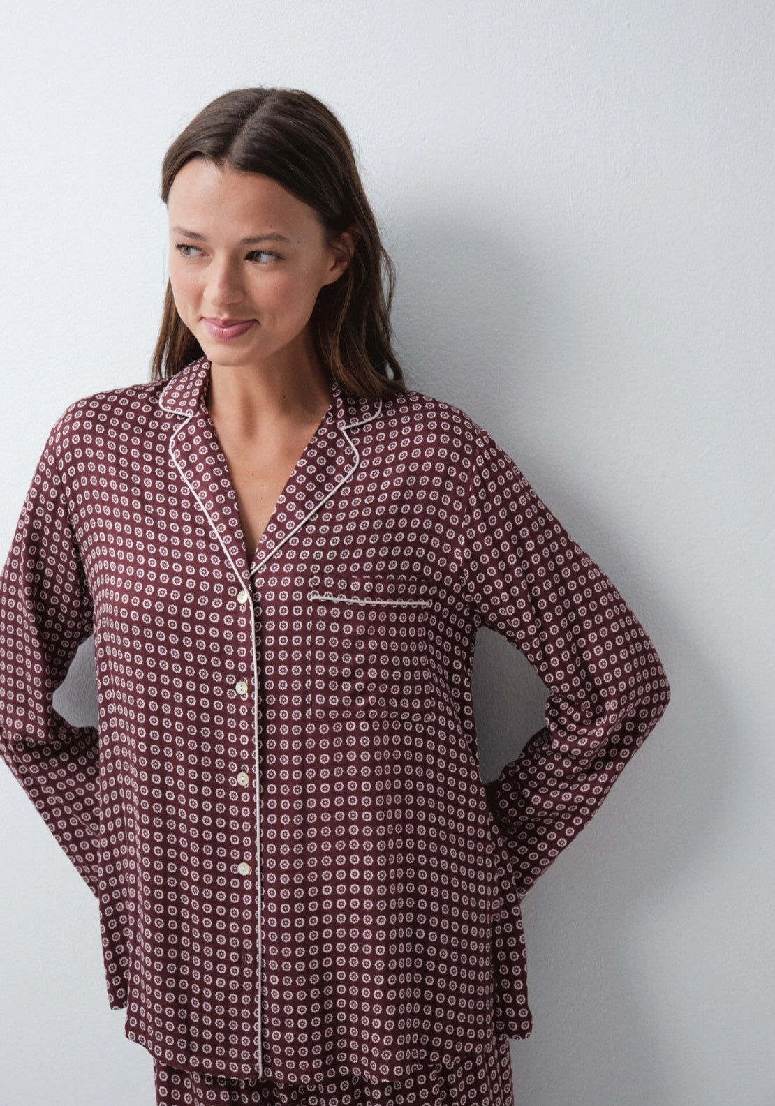 Classic Long Pyjama Set - Wine