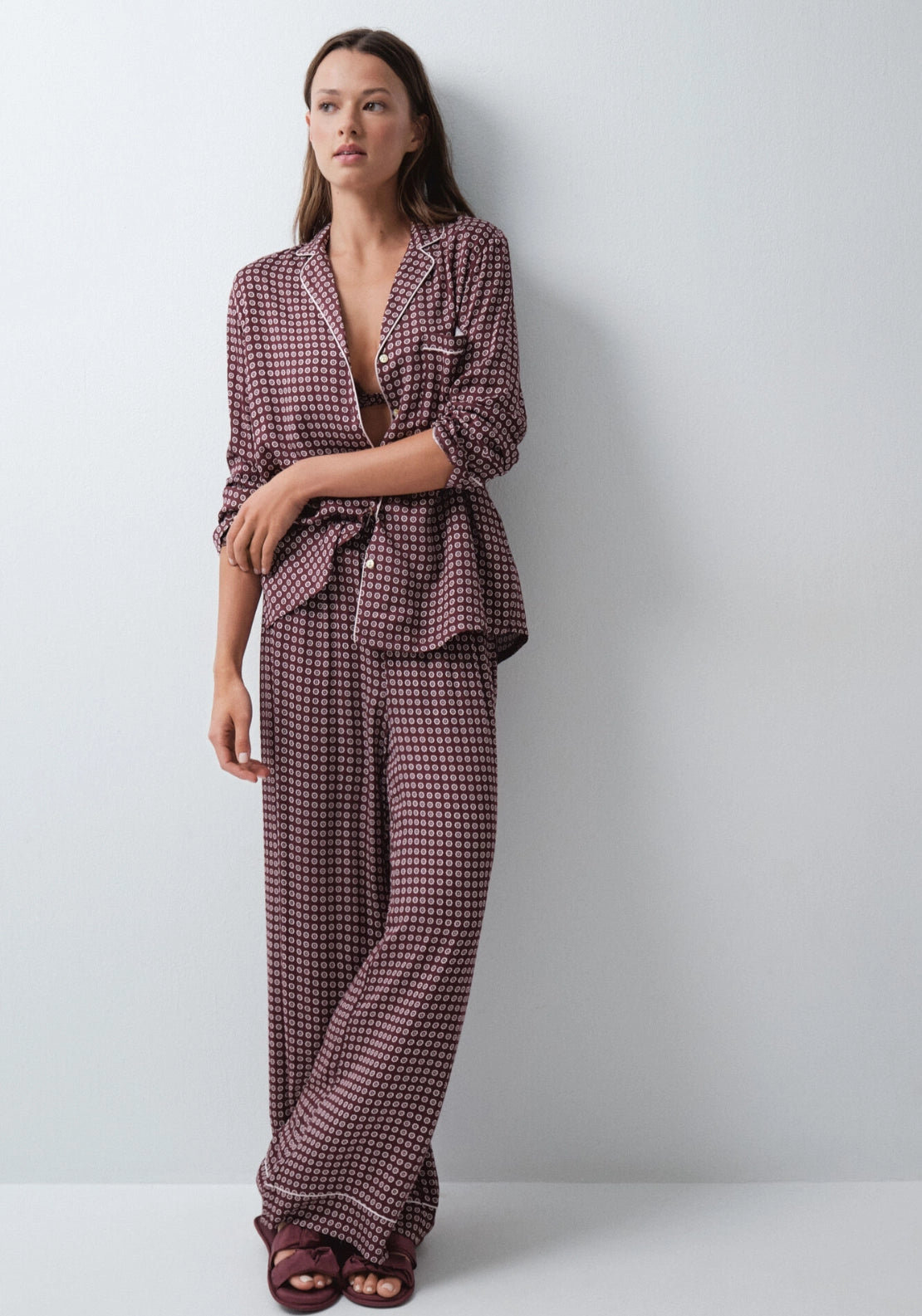 Classic Long Pyjama Set - Wine