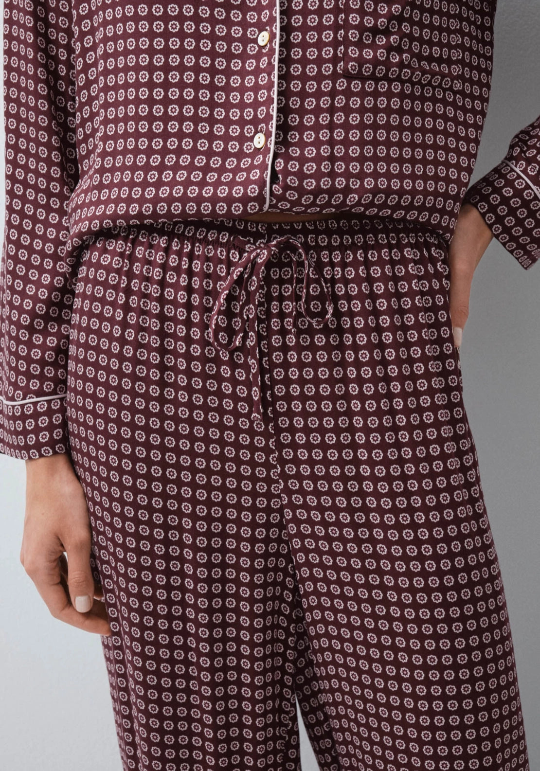 Classic Long Pyjama Set - Wine