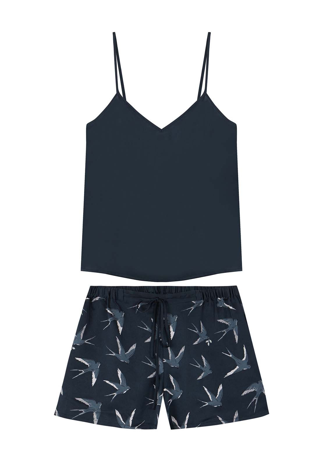 Womens Secret Short satin pajamas with bird print - Bottle 7 Shaws Department Stores