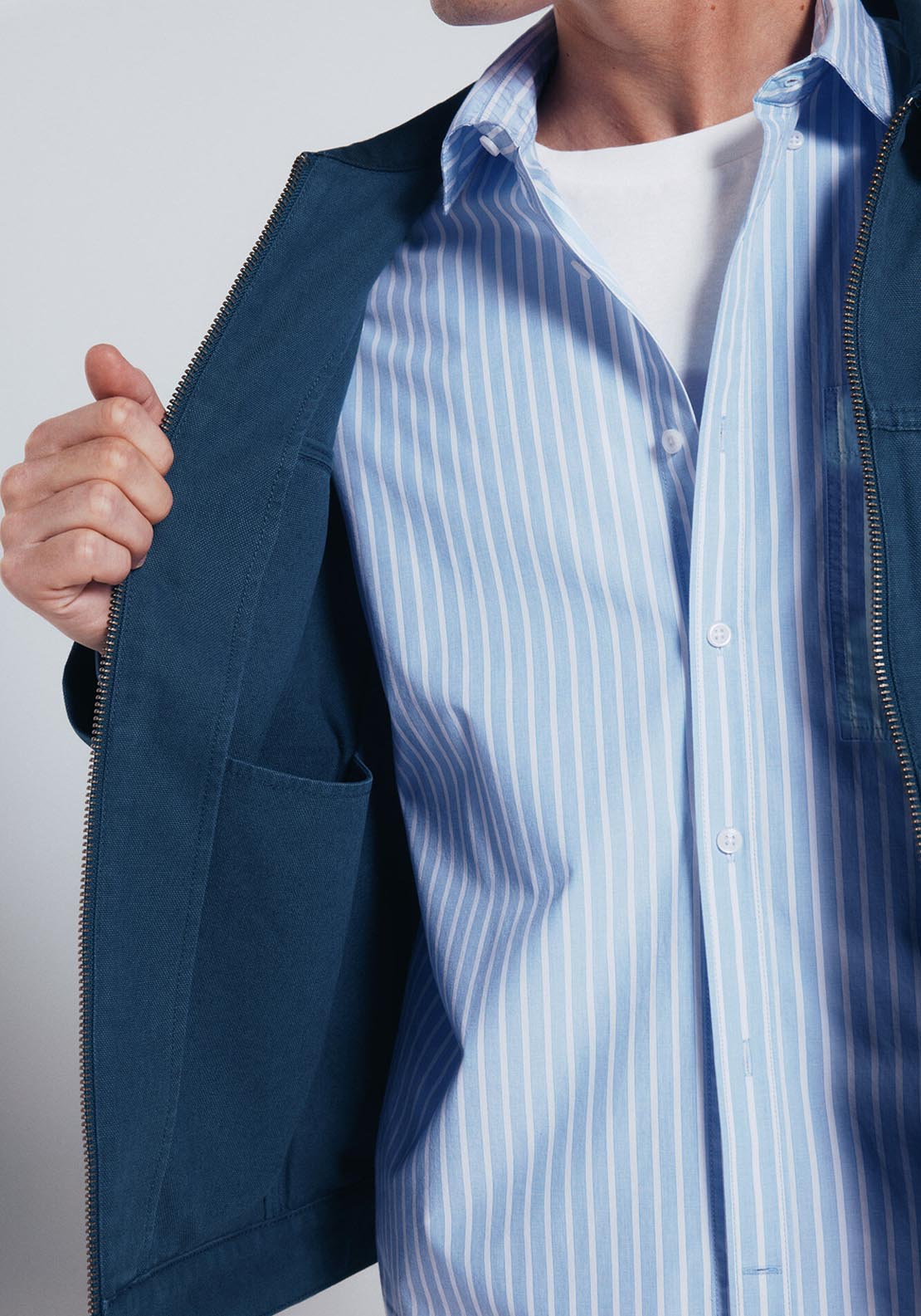 Contrast Washed Cotton Jacket - Blue
