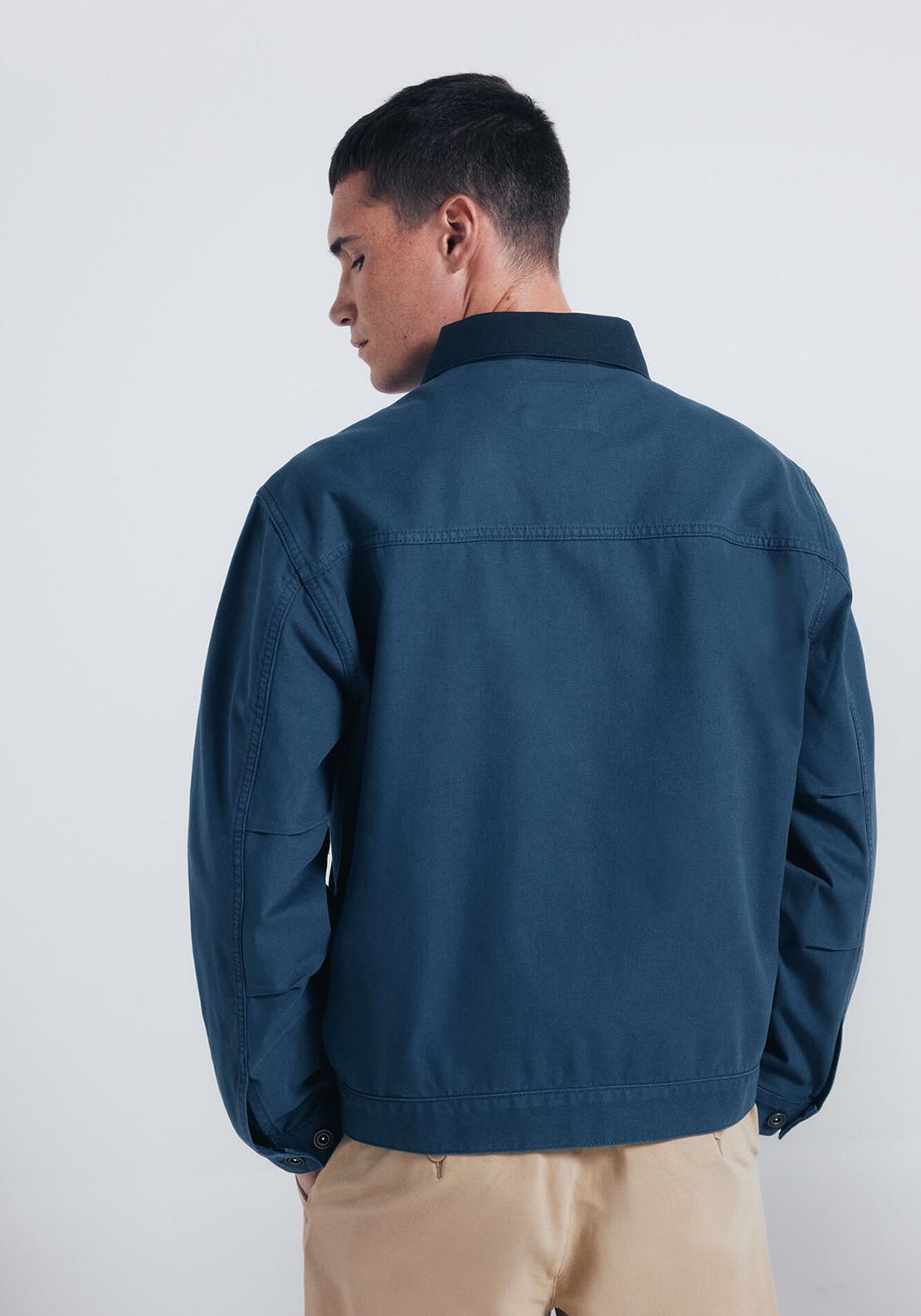 Contrast Washed Cotton Jacket - Blue