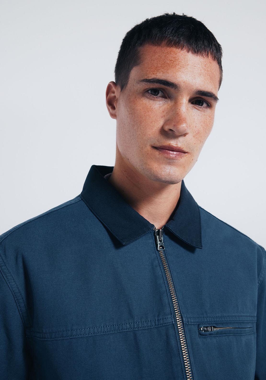 Contrast Washed Cotton Jacket - Blue