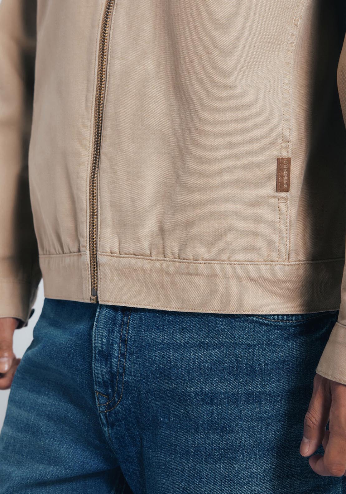 Contrast Washed Cotton Jacket - Beige/camel