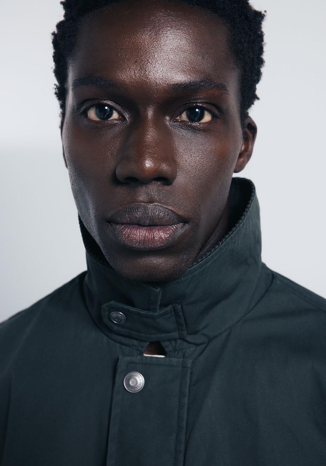 Corduroy Neck Short Parka - Green