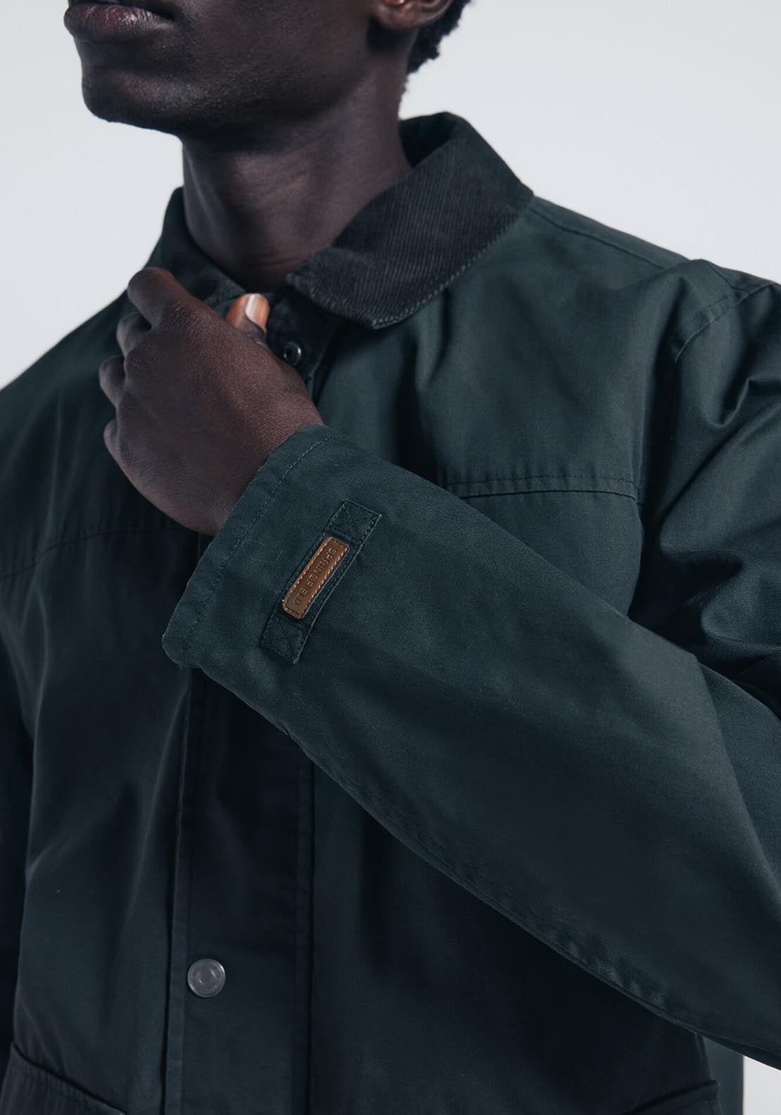 Corduroy Neck Short Parka - Green