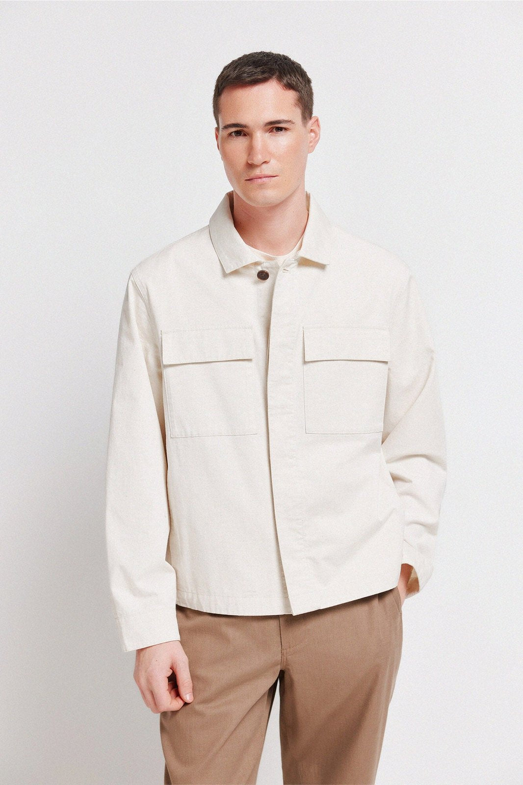 Linen Cotton Overshirt - White