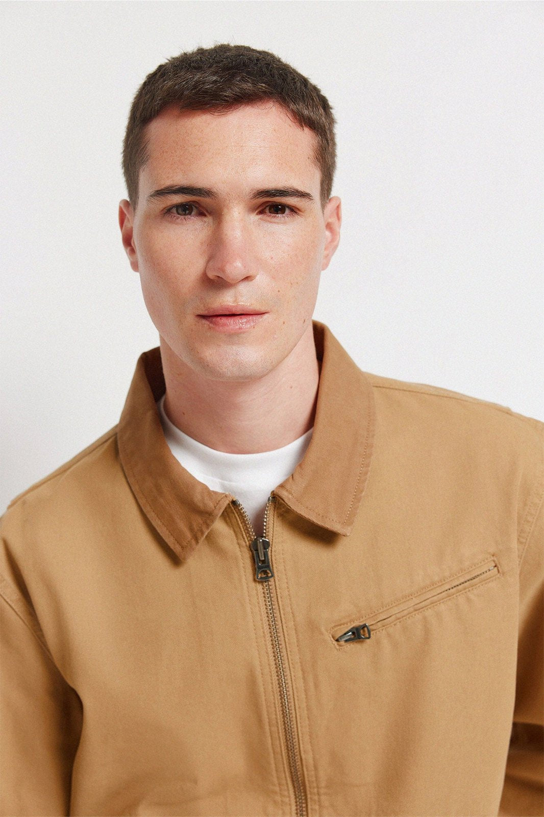 Contrast Washed Jacket - Beige/camel