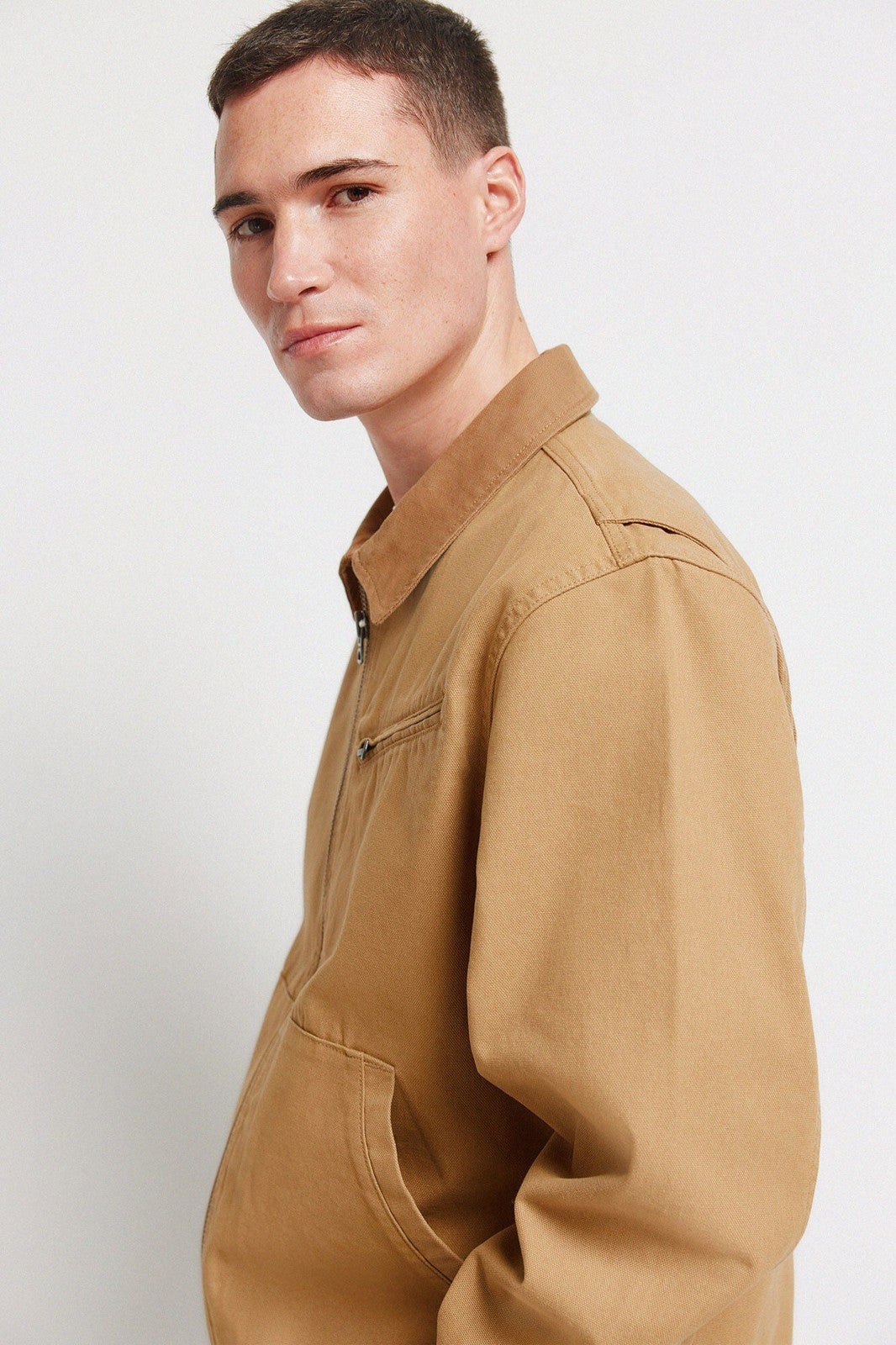 Contrast Washed Jacket - Beige/camel