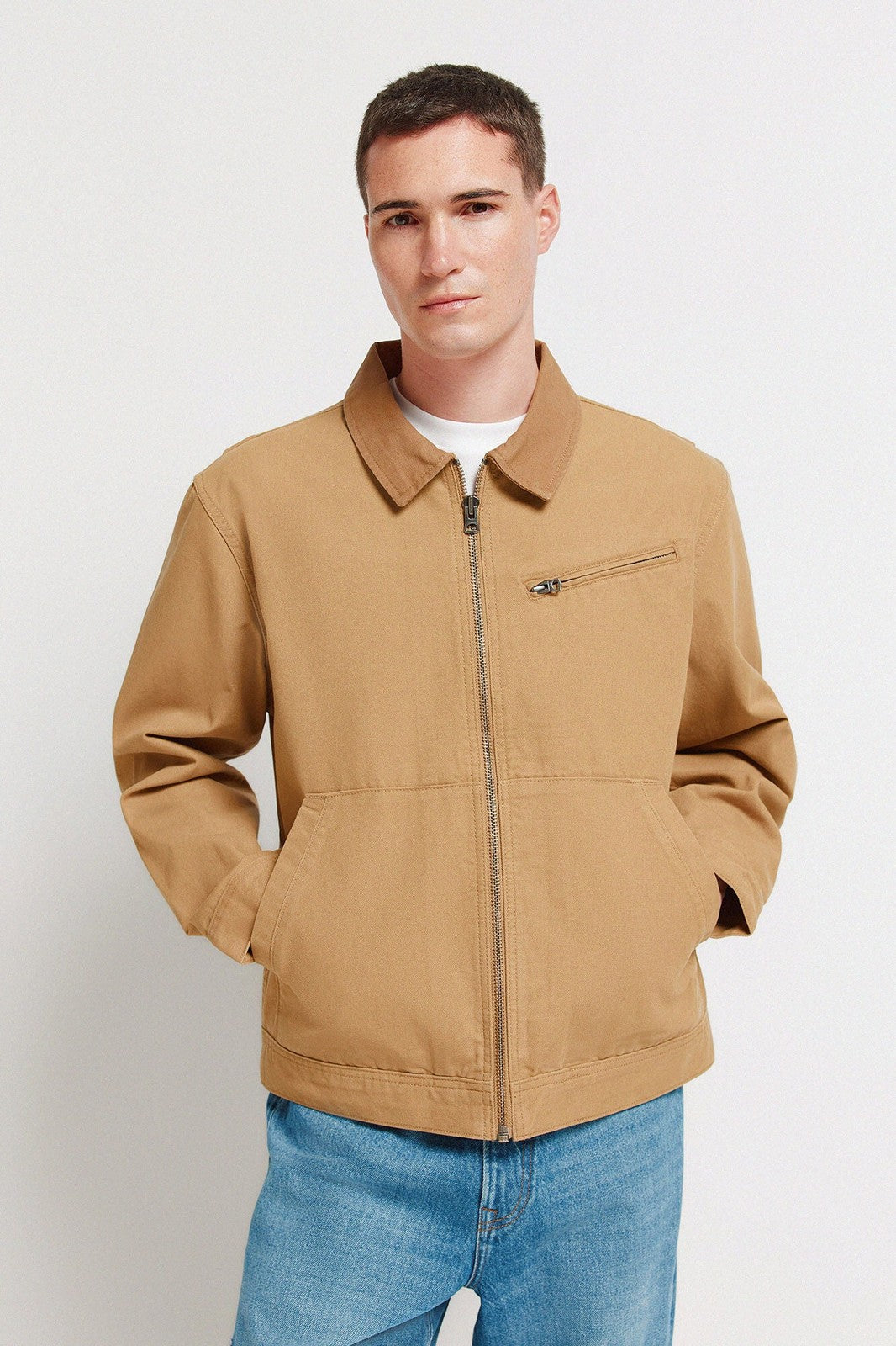 Contrast Washed Jacket - Beige/camel