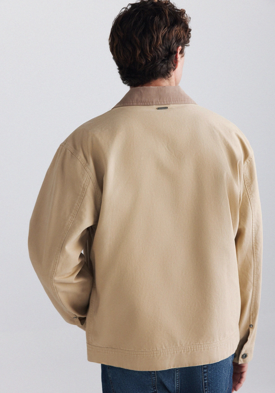 Contrast Collar Jacket - Beige/camel