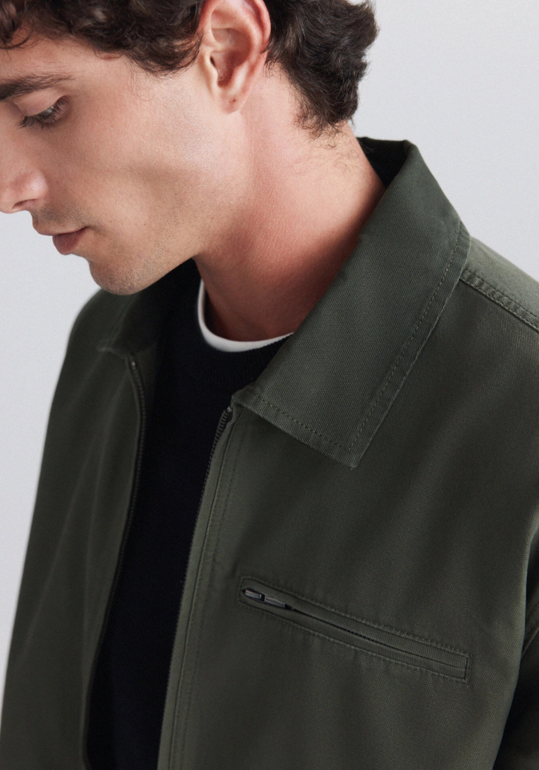 Contrast Collar Jacket - Green