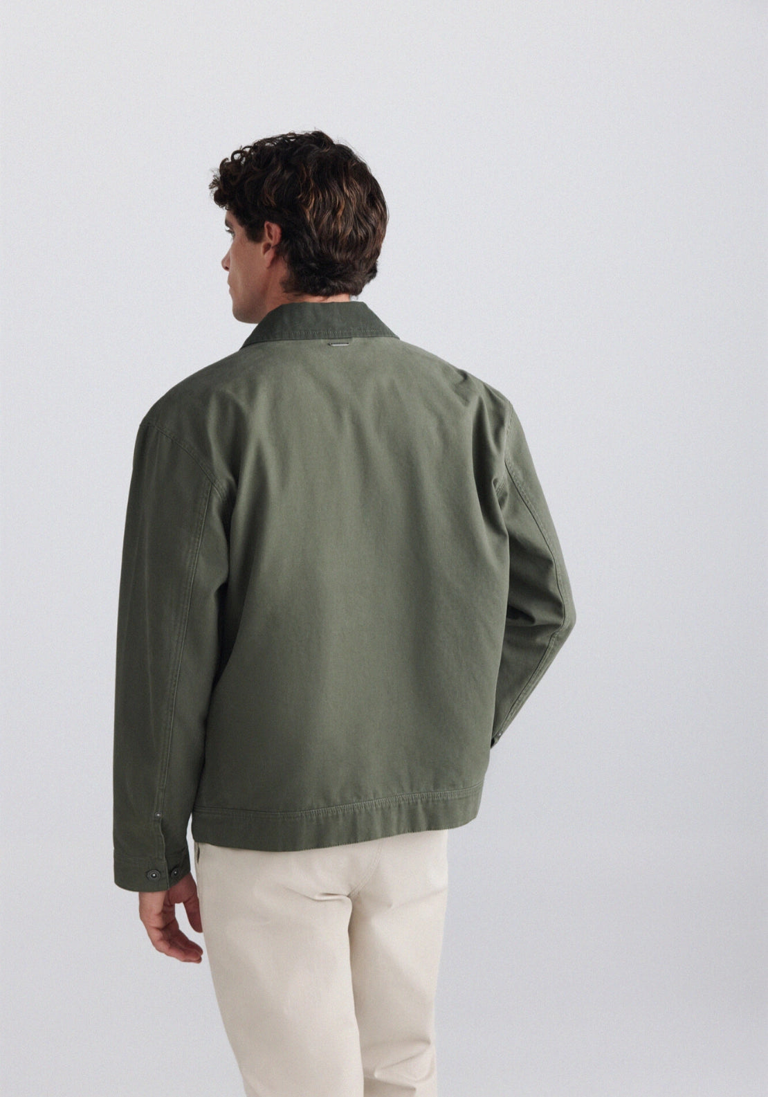Contrast Collar Jacket - Green