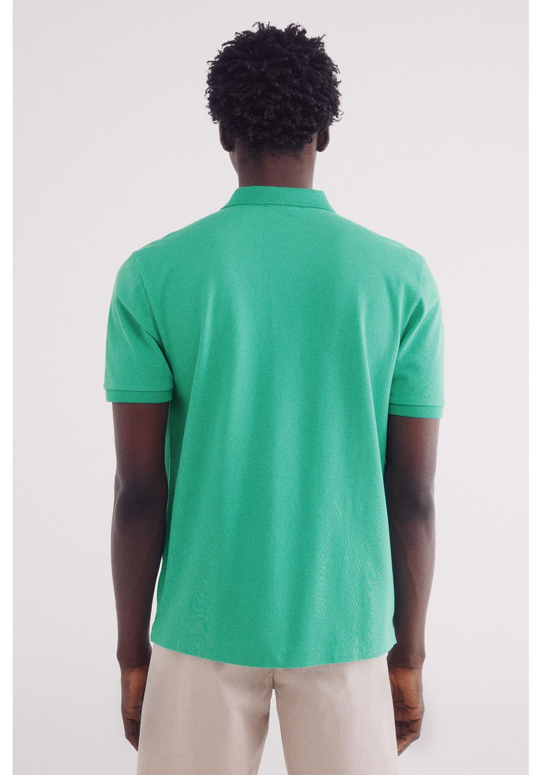 Springfield Essential Regular Fit Piqué Polo Shirt - Green 2 Shaws Department Stores
