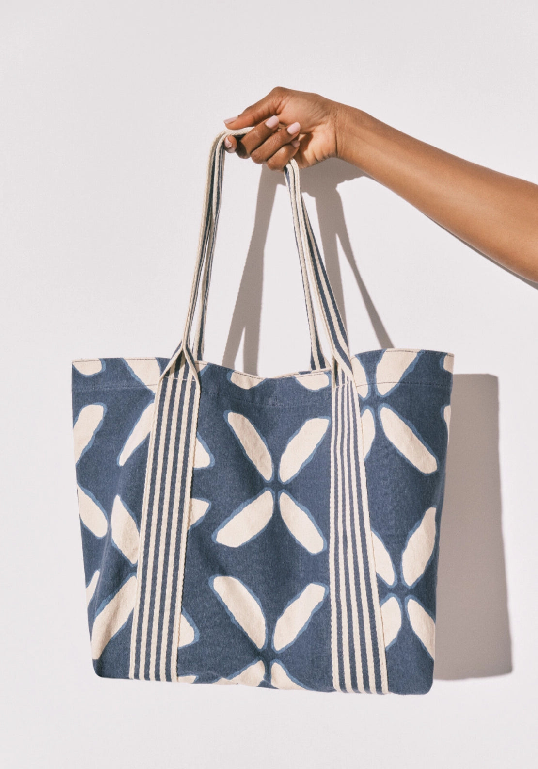 Ethnic Print Cotton Large Bag - Blue